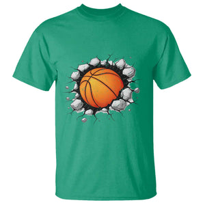 Funny Basketball Bursting Through Wall T Shirt Sports Fan Gift TS12 Irish Green Print Your Wear