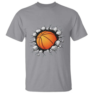 Funny Basketball Bursting Through Wall T Shirt Sports Fan Gift TS12 Sport Gray Print Your Wear