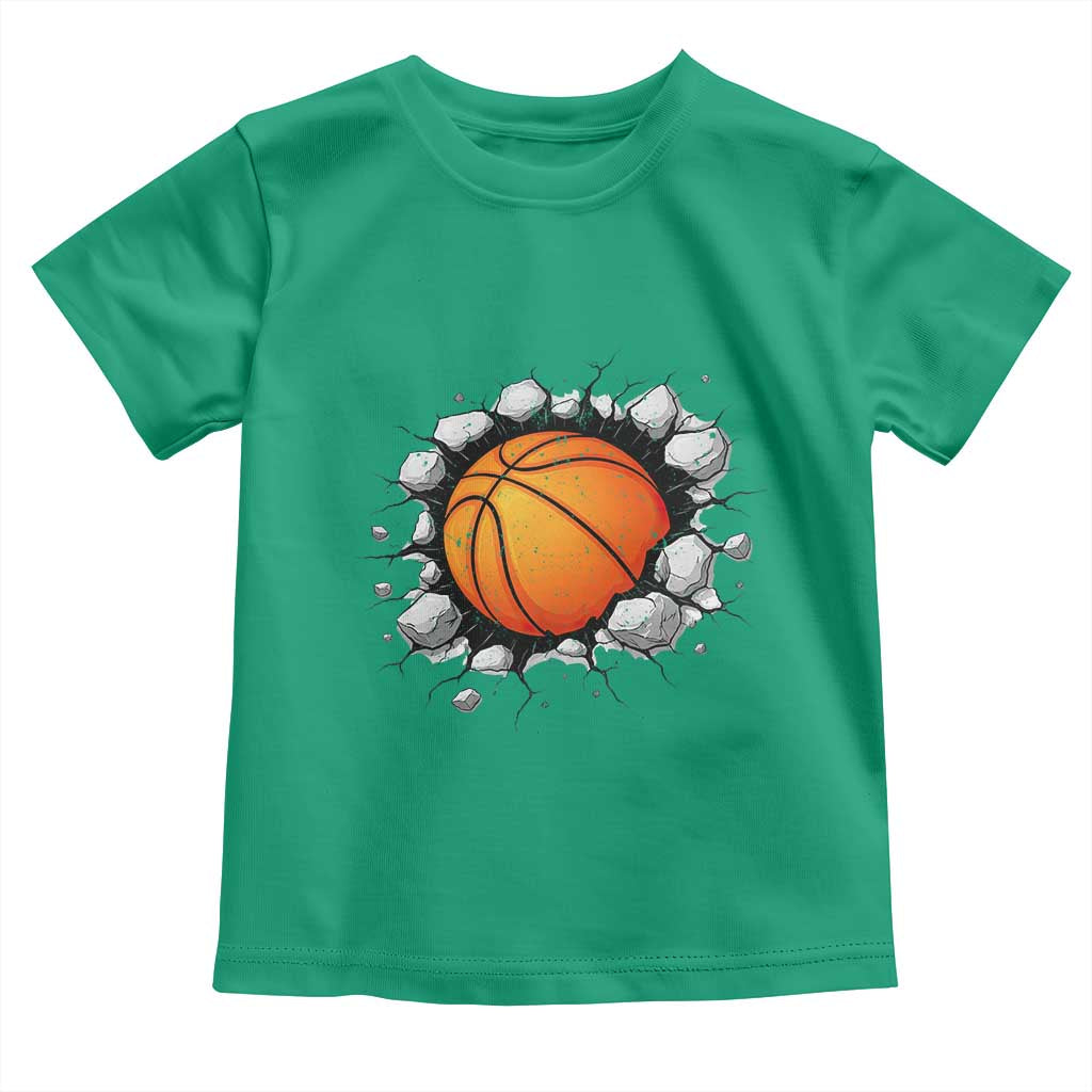 Funny Basketball Bursting Through Wall Toddler T Shirt Sports Fan Gift TS12 Irish Green Print Your Wear