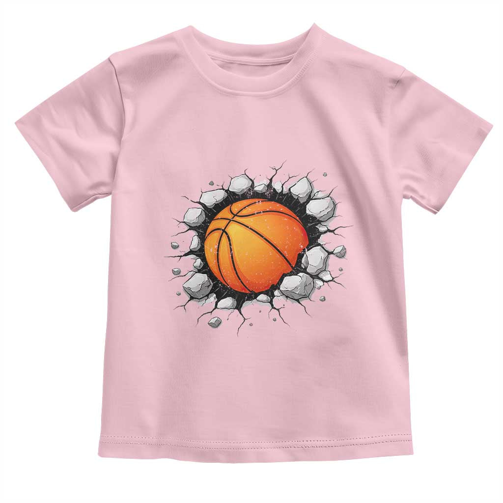 Funny Basketball Bursting Through Wall Toddler T Shirt Sports Fan Gift TS12 Light Pink Print Your Wear