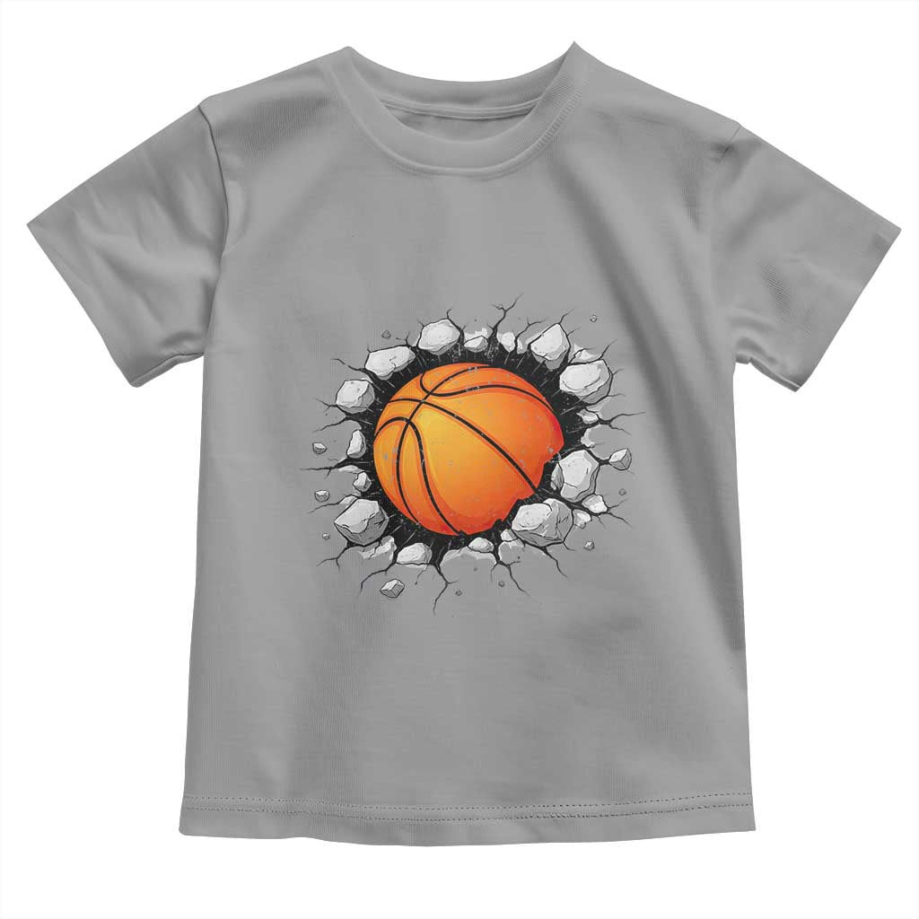 Funny Basketball Bursting Through Wall Toddler T Shirt Sports Fan Gift TS12 Sport Gray Print Your Wear