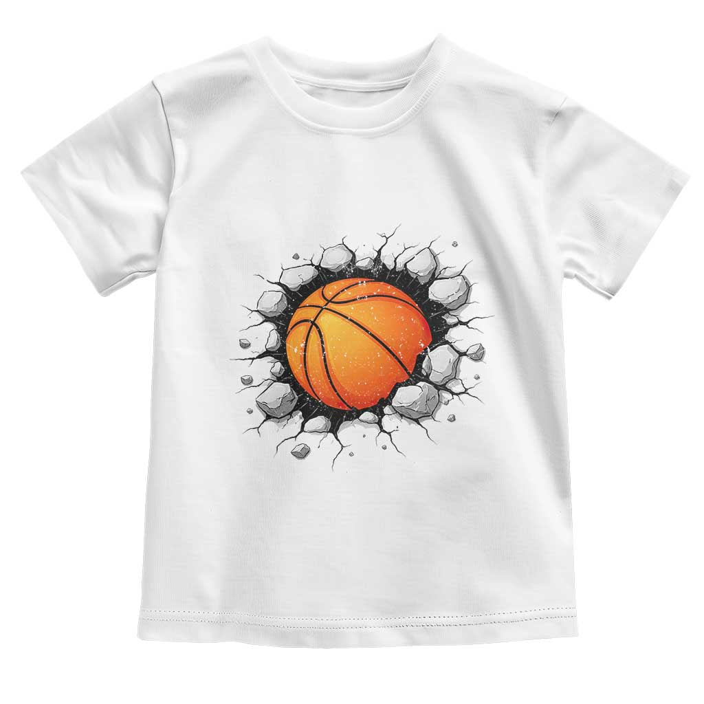Funny Basketball Bursting Through Wall Toddler T Shirt Sports Fan Gift TS12 White Print Your Wear