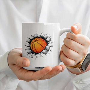 Funny Basketball Bursting Through Wall Coffee Mug Sports Fan Gift TS12 Print Your Wear