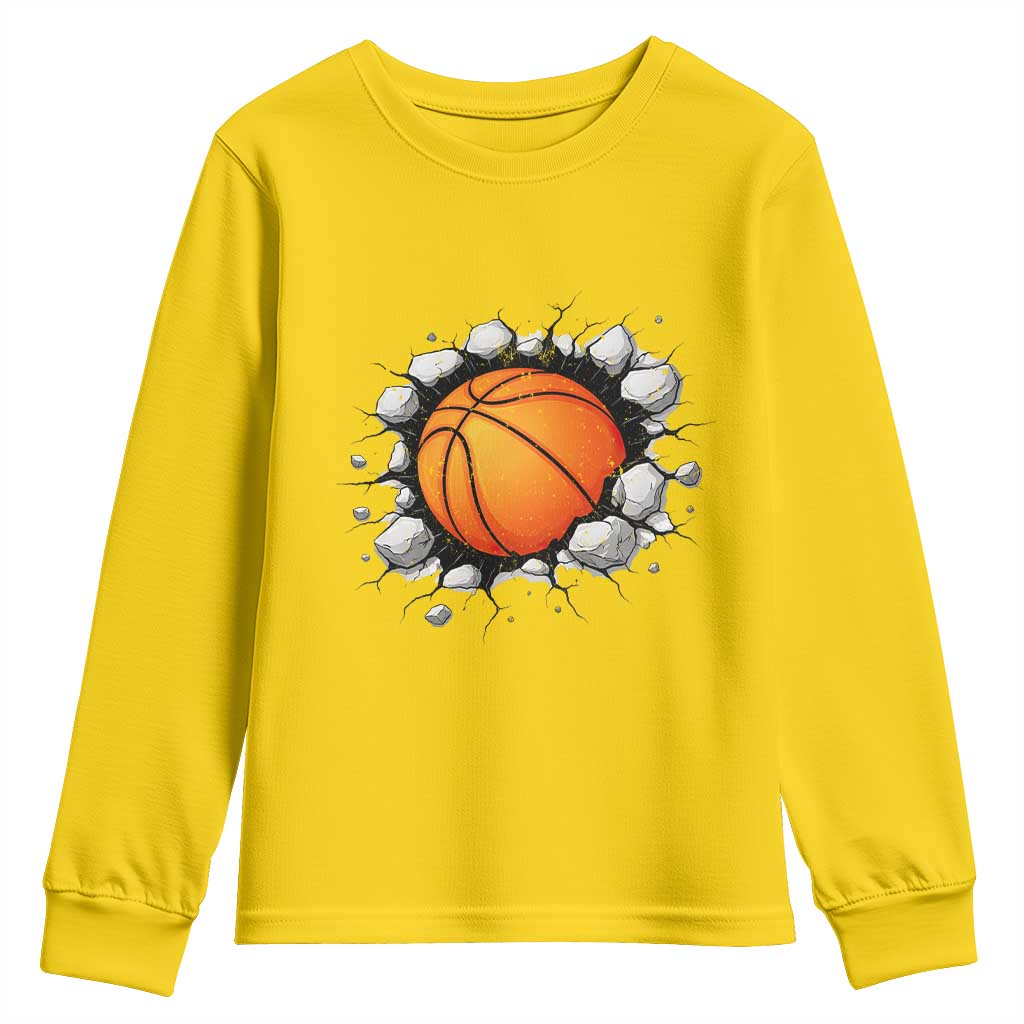 Funny Basketball Bursting Through Wall Youth Sweatshirt Sports Fan Gift TS12 Daisy Print Your Wear