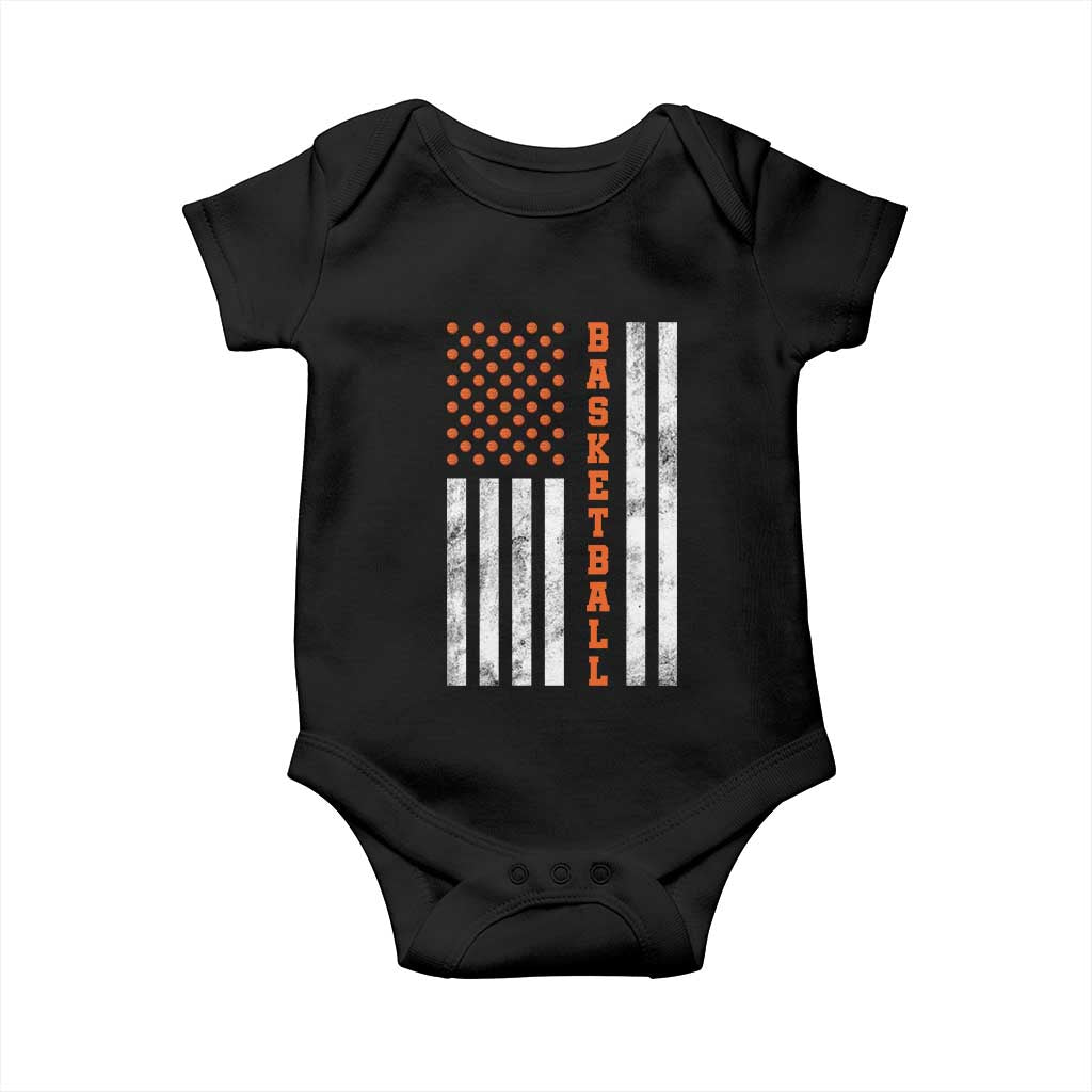 American Flag Basketball Baby Onesie USA Sports Fan TS12 Black Print Your Wear