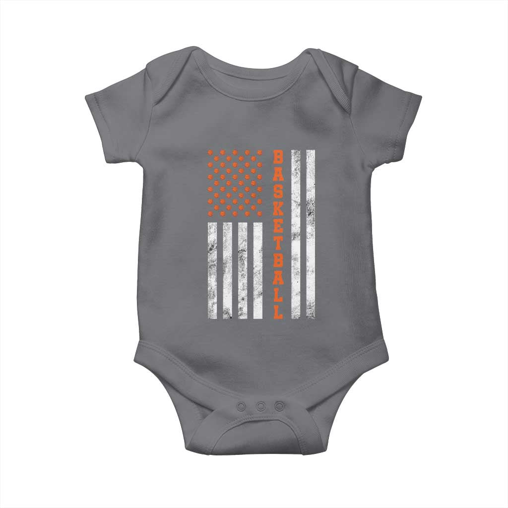 American Flag Basketball Baby Onesie USA Sports Fan TS12 Charcoal Print Your Wear