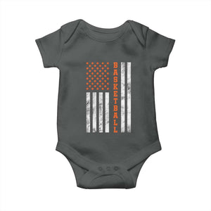 American Flag Basketball Baby Onesie USA Sports Fan TS12 Dark Heather Print Your Wear