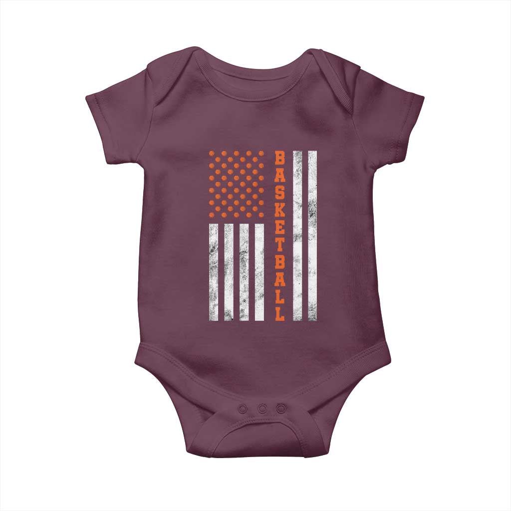 American Flag Basketball Baby Onesie USA Sports Fan TS12 Maroon Print Your Wear