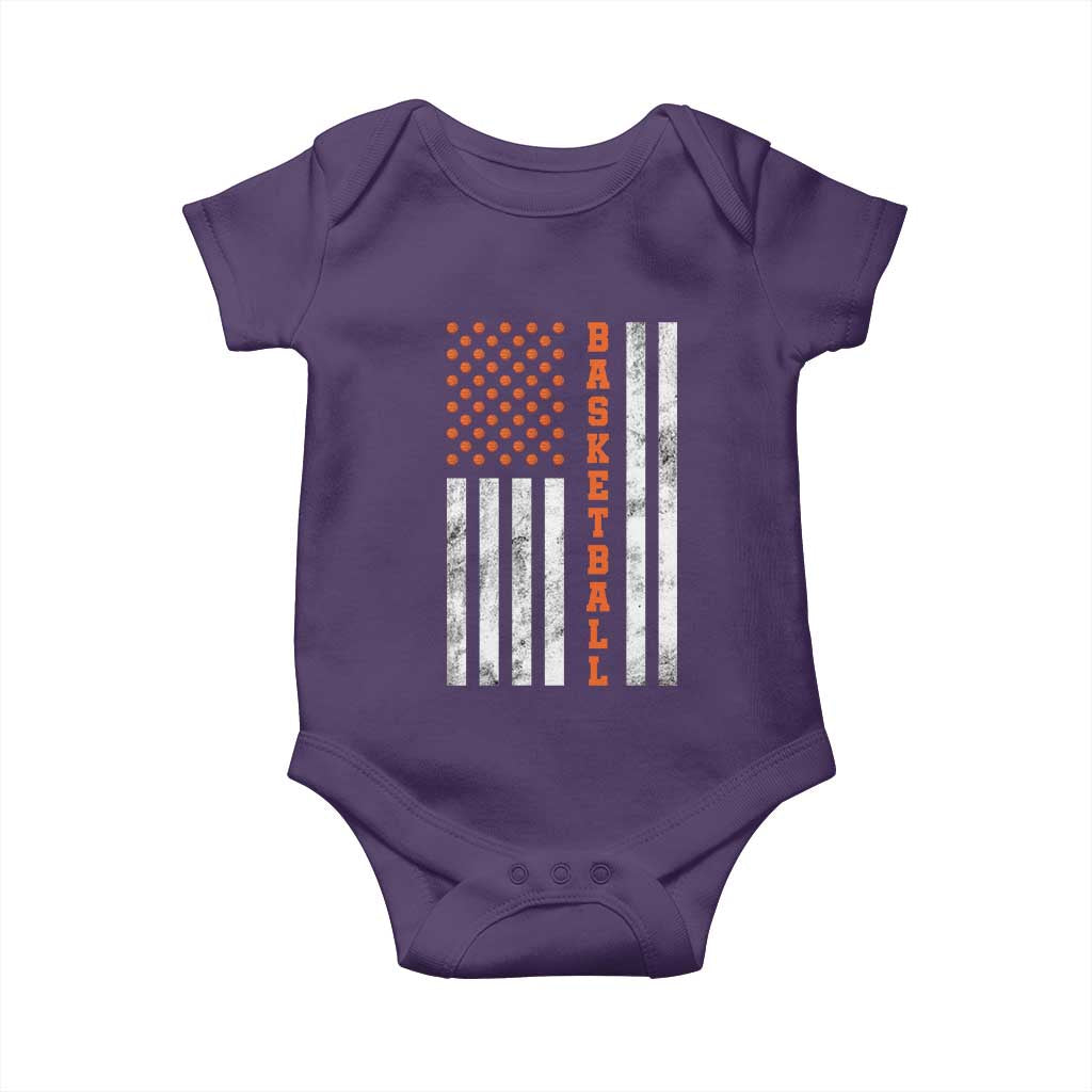 American Flag Basketball Baby Onesie USA Sports Fan TS12 Purple Print Your Wear