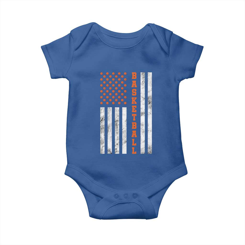 American Flag Basketball Baby Onesie USA Sports Fan TS12 Royal Blue Print Your Wear