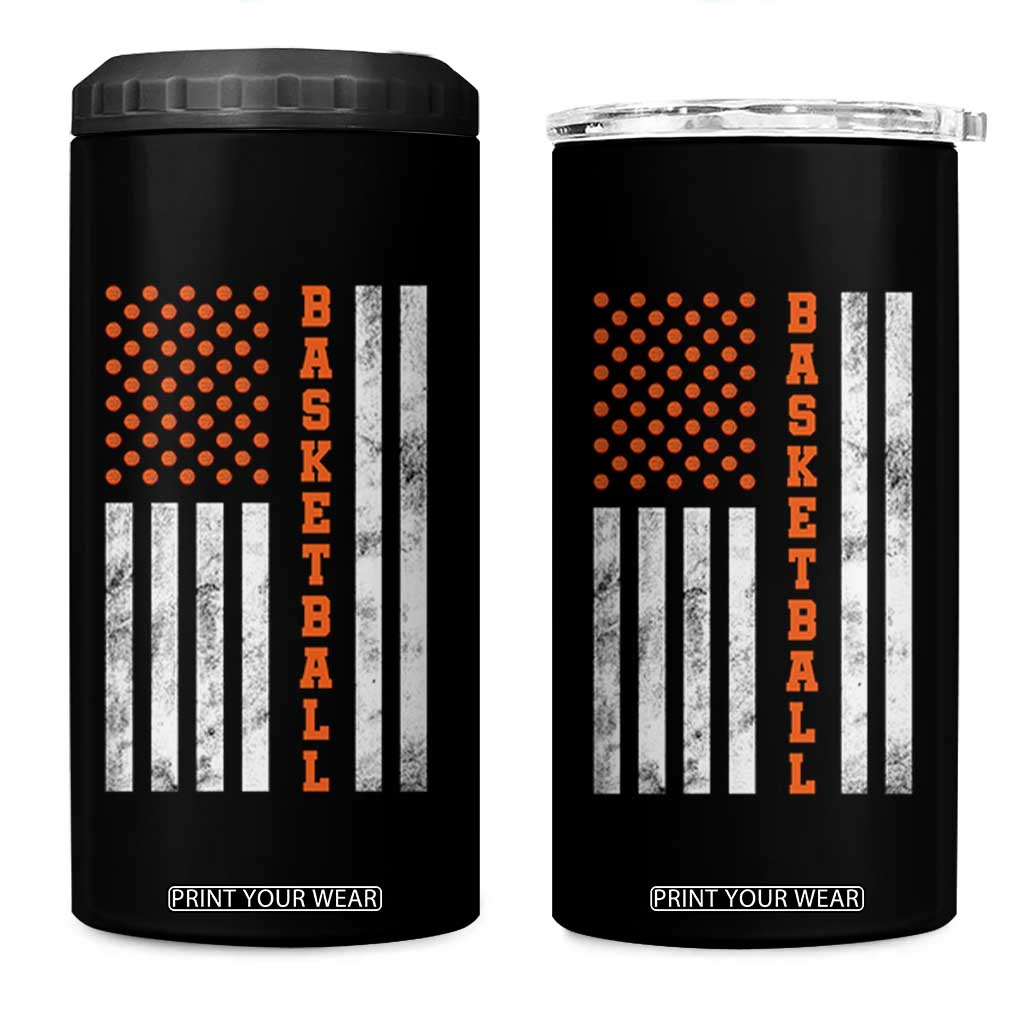 American Flag Basketball 4 in 1 Can Cooler Tumbler USA Sports Fan TS12 One Size: 16 oz Black Print Your Wear