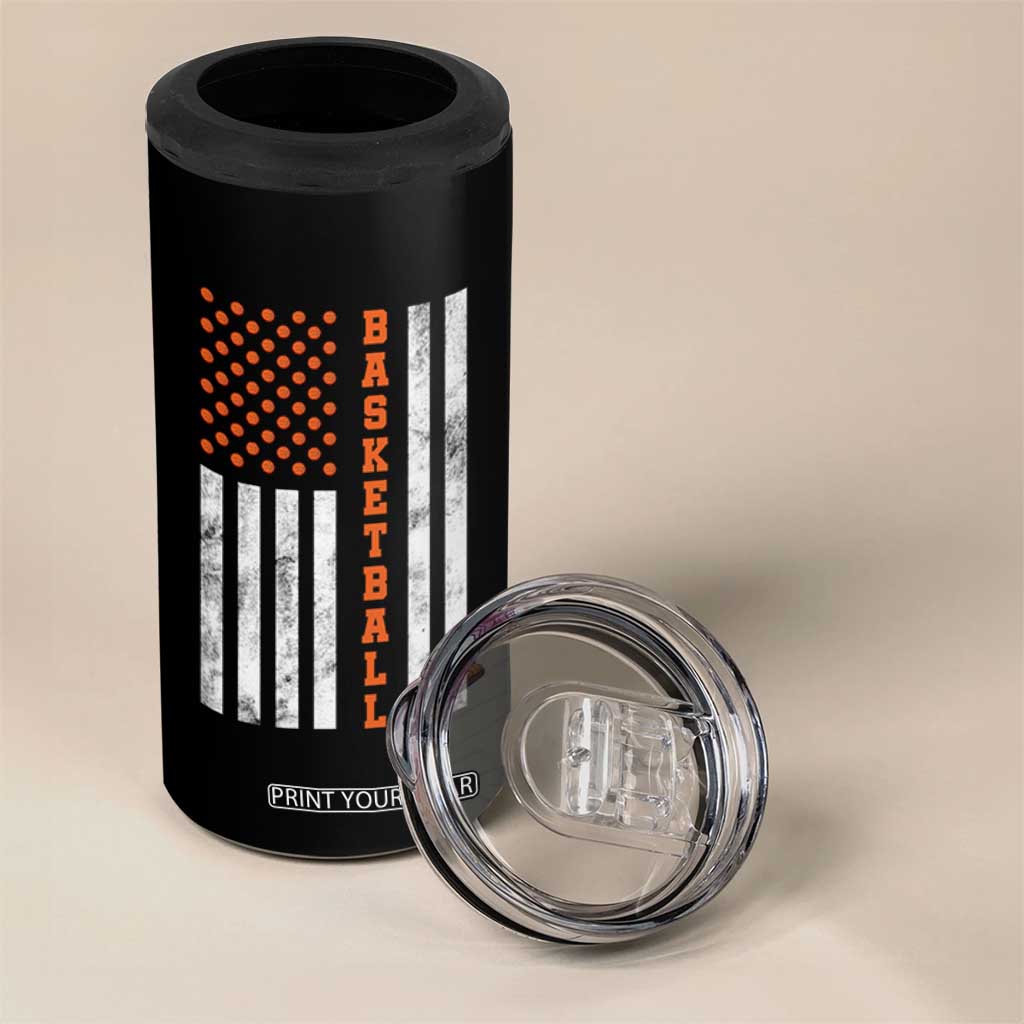 American Flag Basketball 4 in 1 Can Cooler Tumbler USA Sports Fan TS12 Print Your Wear
