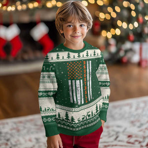 American Flag Basketball Ugly Christmas Sweater USA Sports Fan TS12 Forest Green Beige Print Your Wear