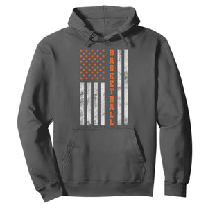 American Flag Basketball Hoodie USA Sports Fan TS12 Dark Heather Print Your Wear
