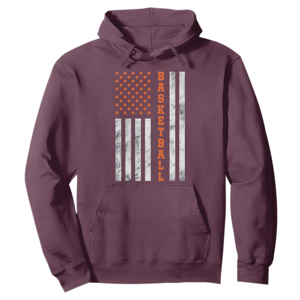 American Flag Basketball Hoodie USA Sports Fan TS12 Maroon Print Your Wear