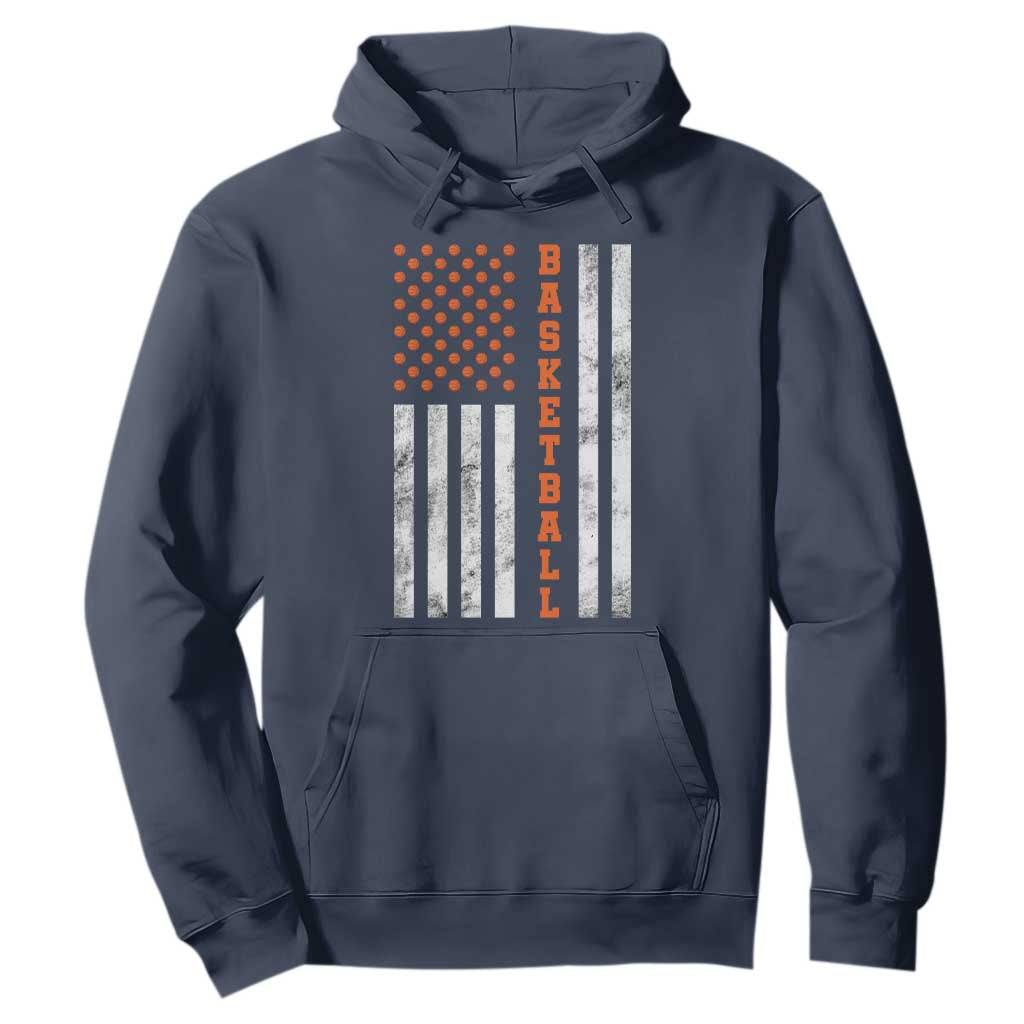 American Flag Basketball Hoodie USA Sports Fan TS12 Navy Print Your Wear
