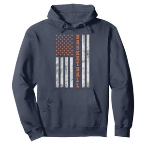 American Flag Basketball Hoodie USA Sports Fan TS12 Navy Print Your Wear