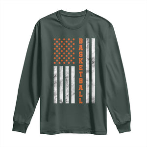 American Flag Basketball Long Sleeve Shirt USA Sports Fan TS12 Dark Forest Green Print Your Wear