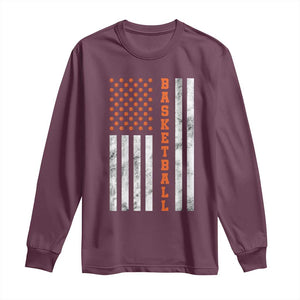 American Flag Basketball Long Sleeve Shirt USA Sports Fan TS12 Maroon Print Your Wear