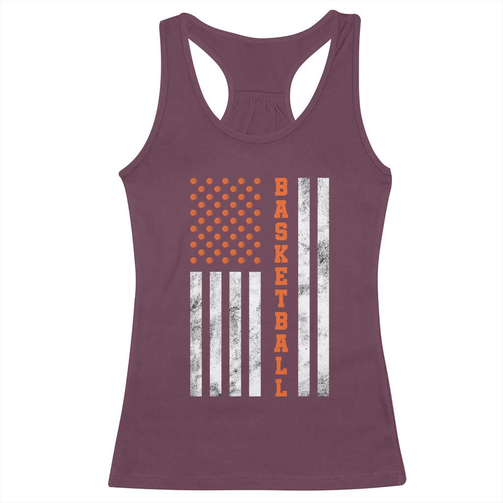 American Flag Basketball Racerback Tank Top USA Sports Fan TS12 Maroon Print Your Wear