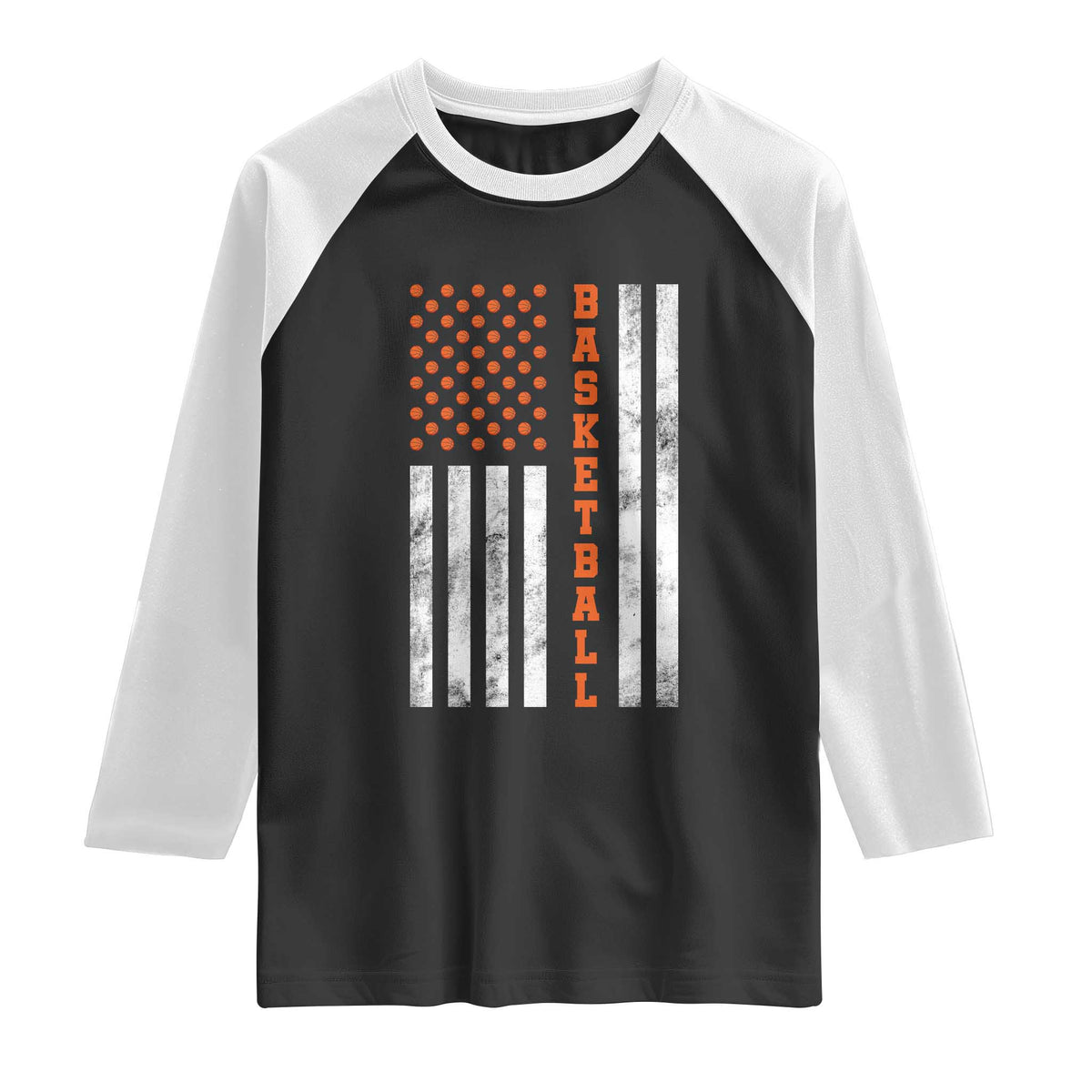 American Flag Basketball Raglan Shirt USA Sports Fan TS12 Black White Print Your Wear