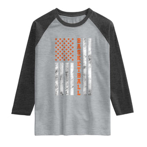 American Flag Basketball Raglan Shirt USA Sports Fan TS12 Heather Gray Heather Charcoal Print Your Wear