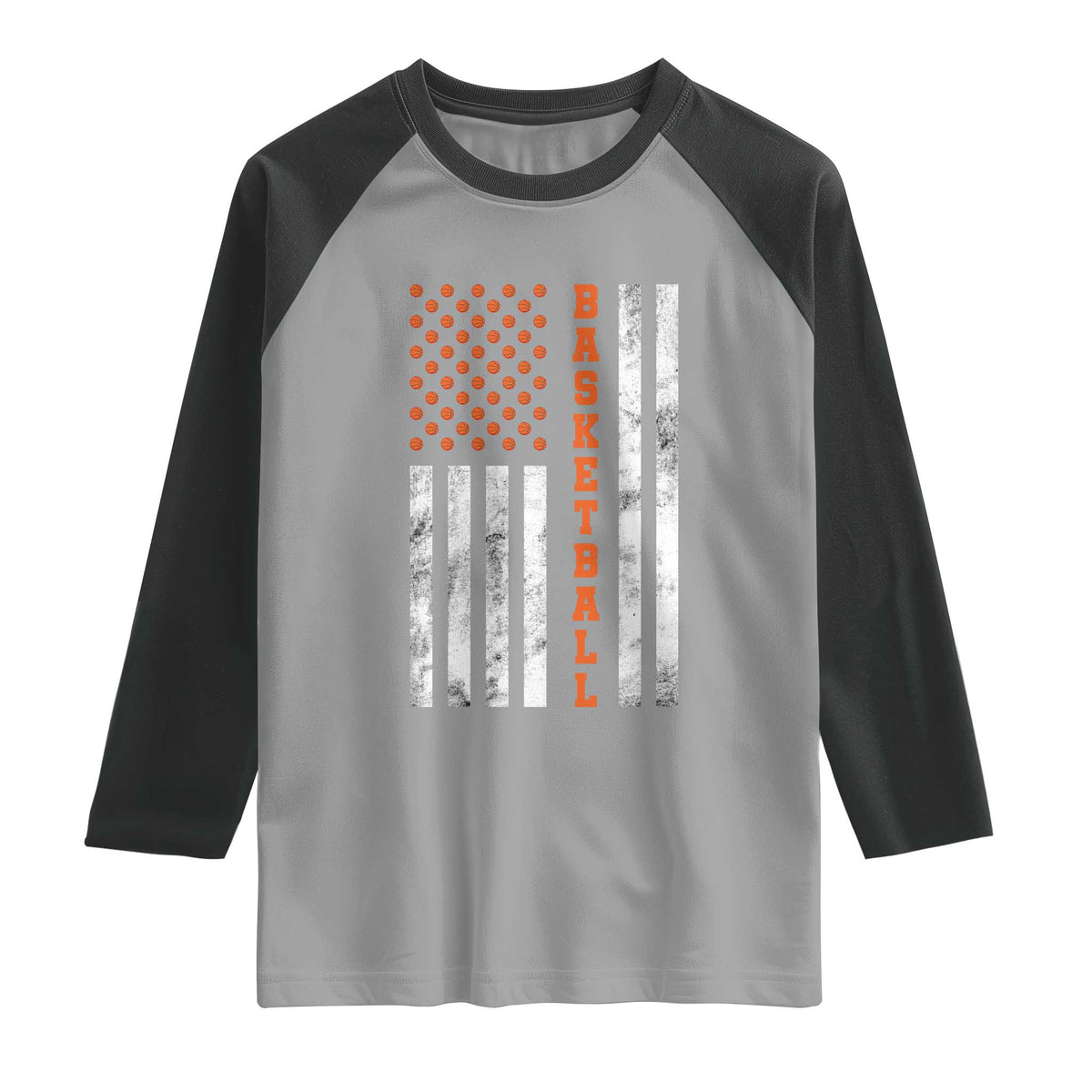 American Flag Basketball Raglan Shirt USA Sports Fan TS12 Sport Gray Black Print Your Wear