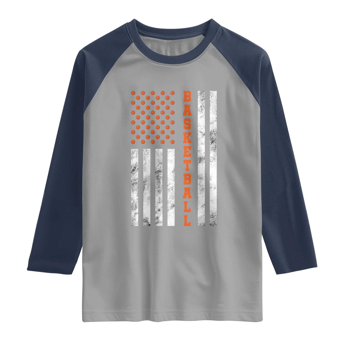 American Flag Basketball Raglan Shirt USA Sports Fan TS12 Sport Gray Navy Print Your Wear