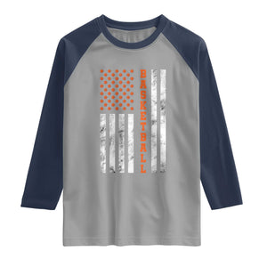 American Flag Basketball Raglan Shirt USA Sports Fan TS12 Sport Gray Navy Print Your Wear