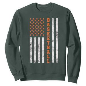 American Flag Basketball Sweatshirt USA Sports Fan TS12 Dark Forest Green Print Your Wear