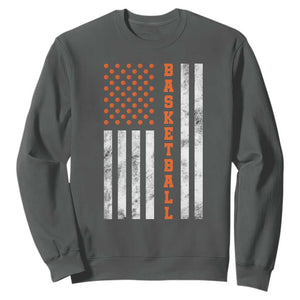 American Flag Basketball Sweatshirt USA Sports Fan TS12 Dark Heather Print Your Wear