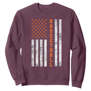 American Flag Basketball Sweatshirt USA Sports Fan TS12 Maroon Print Your Wear