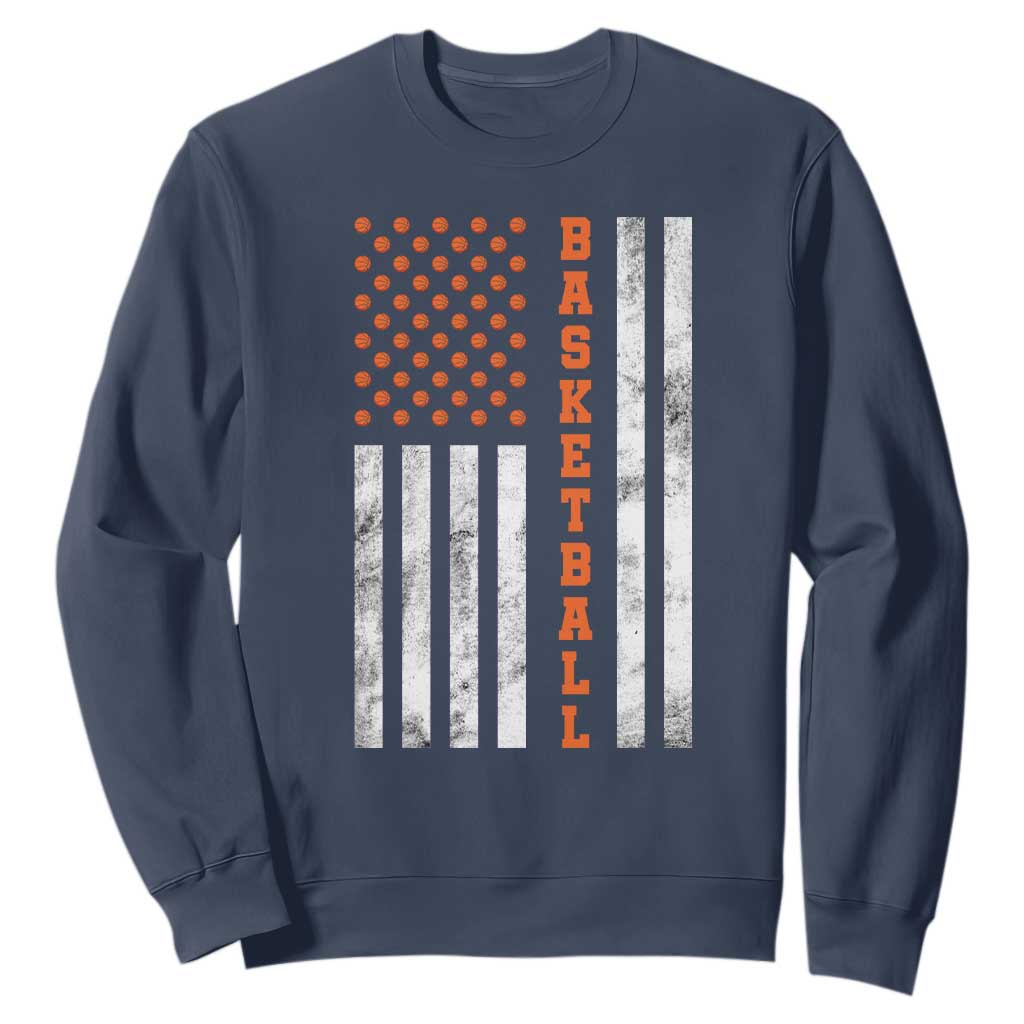 American Flag Basketball Sweatshirt USA Sports Fan TS12 Navy Print Your Wear