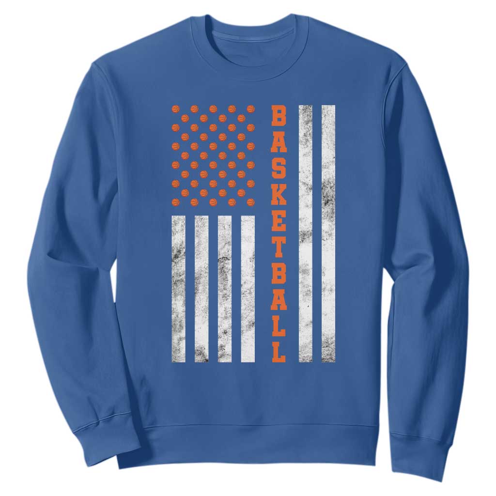 American Flag Basketball Sweatshirt USA Sports Fan TS12 Royal Blue Print Your Wear