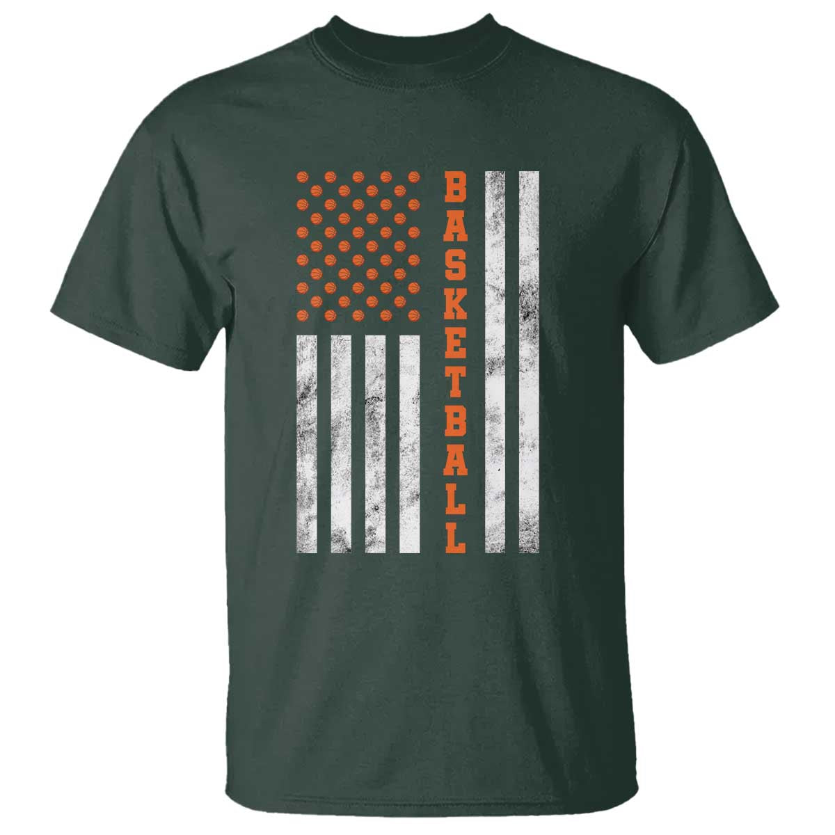 American Flag Basketball T Shirt USA Sports Fan TS12 Dark Forest Green Print Your Wear