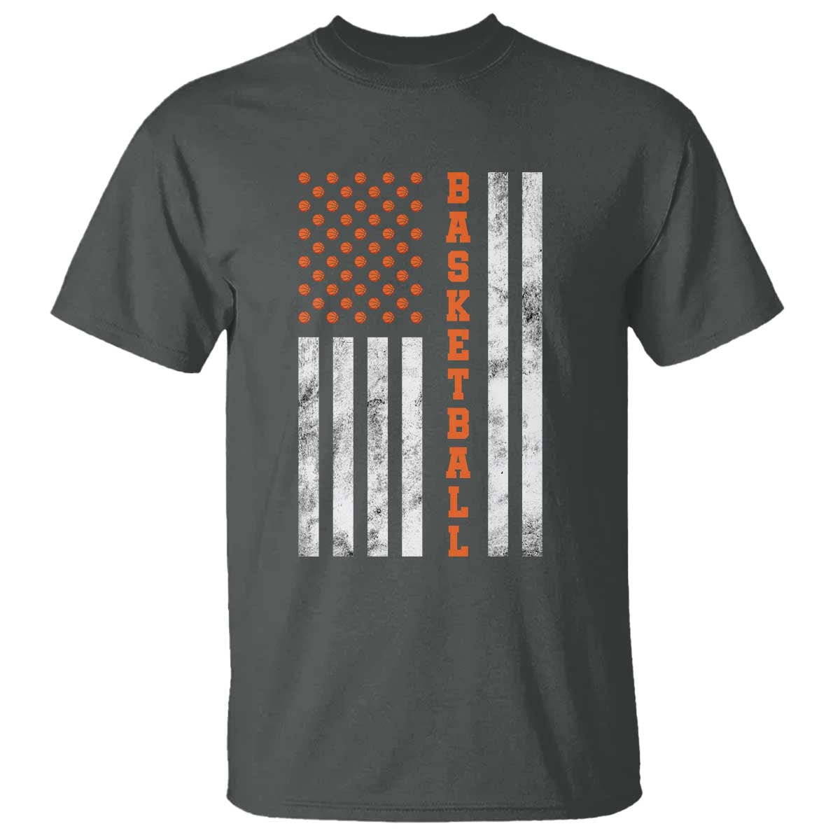 American Flag Basketball T Shirt USA Sports Fan TS12 Dark Heather Print Your Wear