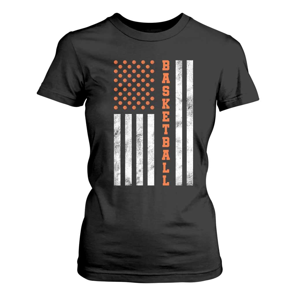 American Flag Basketball T Shirt For Women USA Sports Fan TS12 Black Print Your Wear