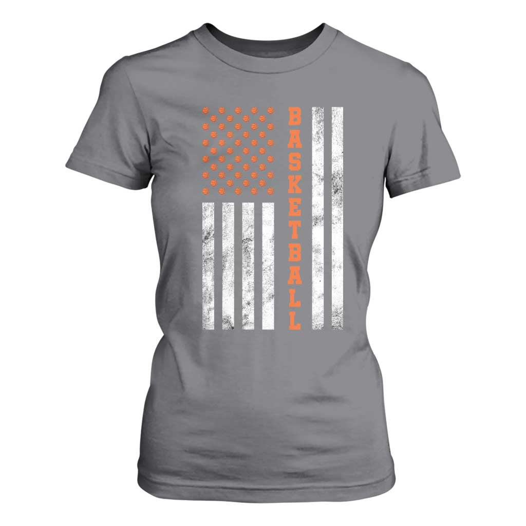American Flag Basketball T Shirt For Women USA Sports Fan TS12 Charcoal Print Your Wear