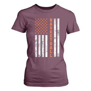 American Flag Basketball T Shirt For Women USA Sports Fan TS12 Maroon Print Your Wear