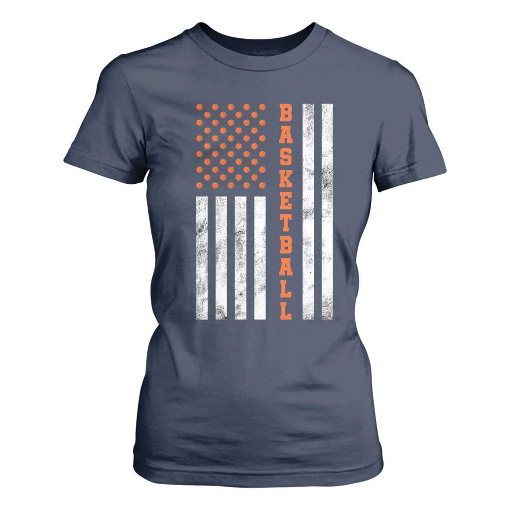 American Flag Basketball T Shirt For Women USA Sports Fan TS12 Navy Print Your Wear