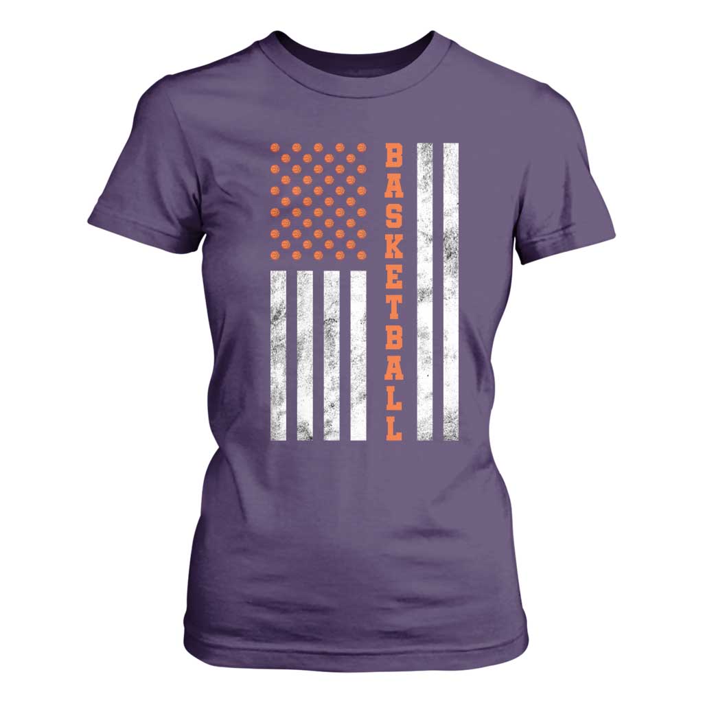 American Flag Basketball T Shirt For Women USA Sports Fan TS12 Purple Print Your Wear