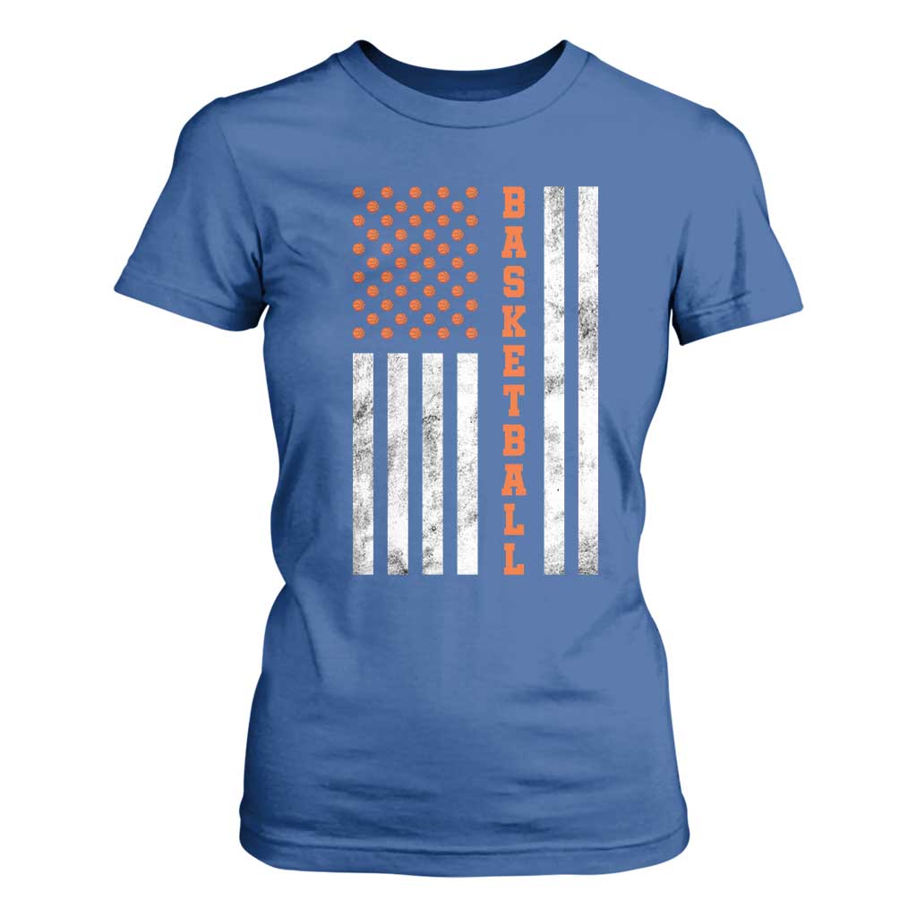 American Flag Basketball T Shirt For Women USA Sports Fan TS12 Royal Blue Print Your Wear