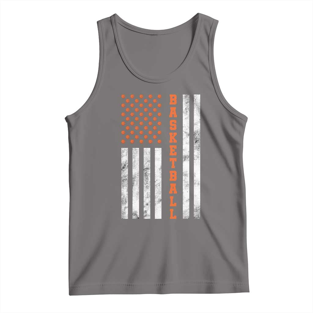 American Flag Basketball Tank Top USA Sports Fan TS12 Deep Heather Print Your Wear