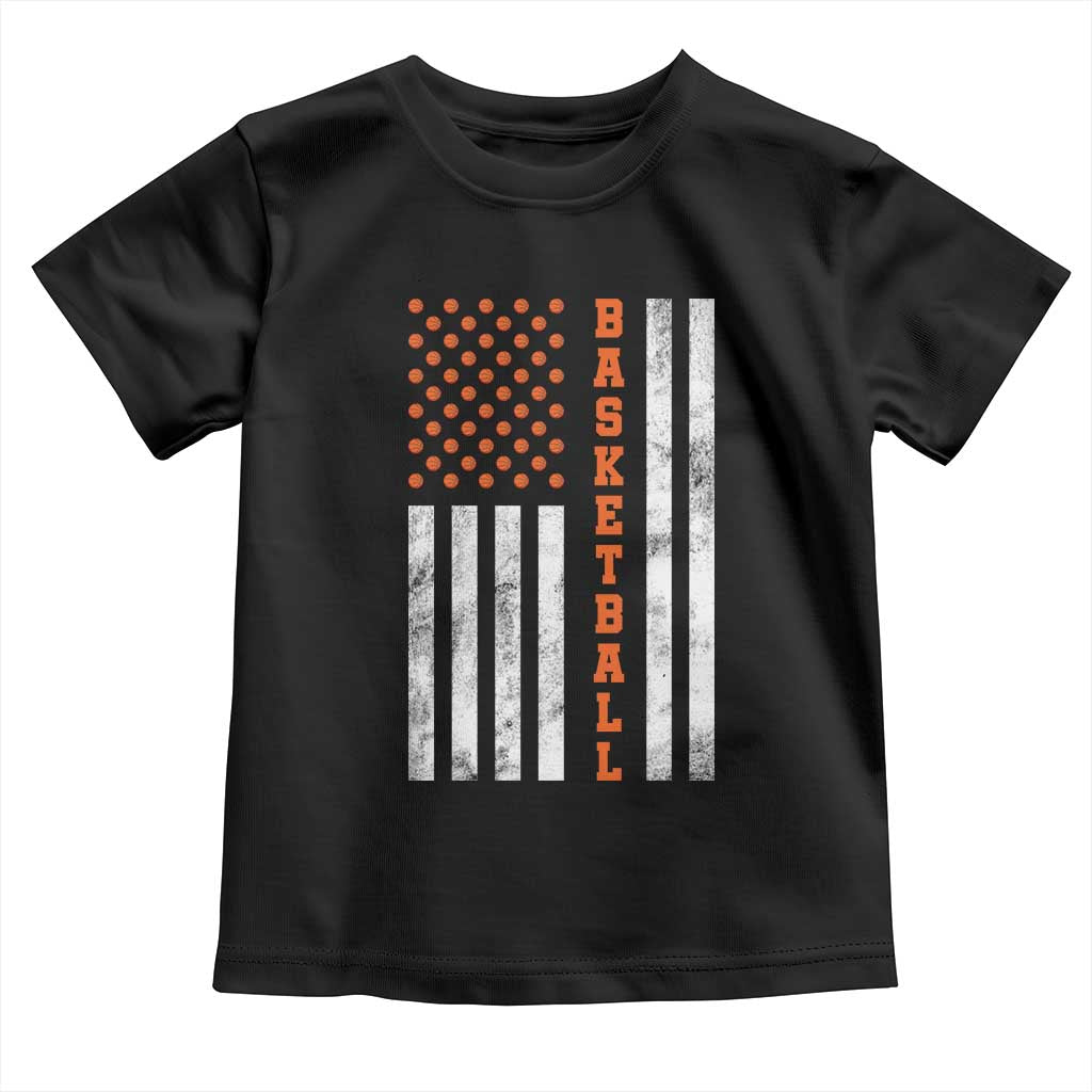 American Flag Basketball Toddler T Shirt USA Sports Fan TS12 Black Print Your Wear