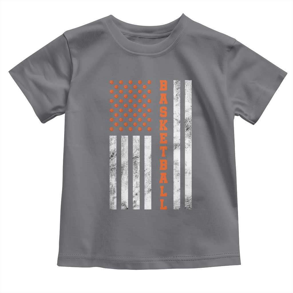 American Flag Basketball Toddler T Shirt USA Sports Fan TS12 Charcoal Print Your Wear