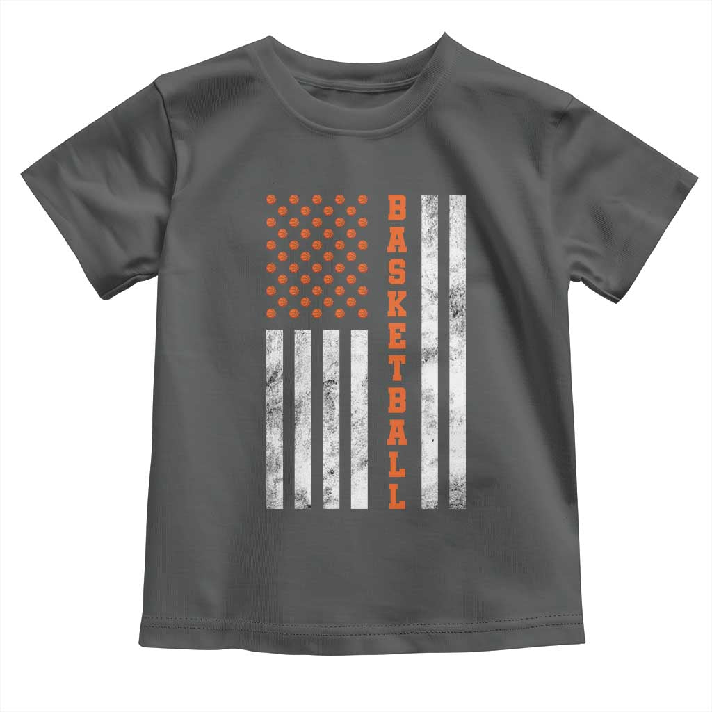 American Flag Basketball Toddler T Shirt USA Sports Fan TS12 Dark Heather Print Your Wear