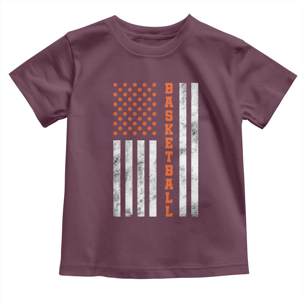 American Flag Basketball Toddler T Shirt USA Sports Fan TS12 Maroon Print Your Wear