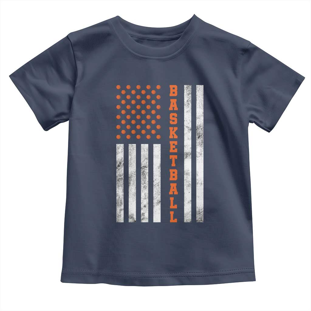 American Flag Basketball Toddler T Shirt USA Sports Fan TS12 Navy Print Your Wear