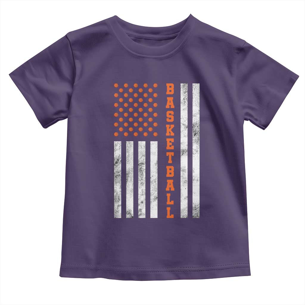 American Flag Basketball Toddler T Shirt USA Sports Fan TS12 Purple Print Your Wear