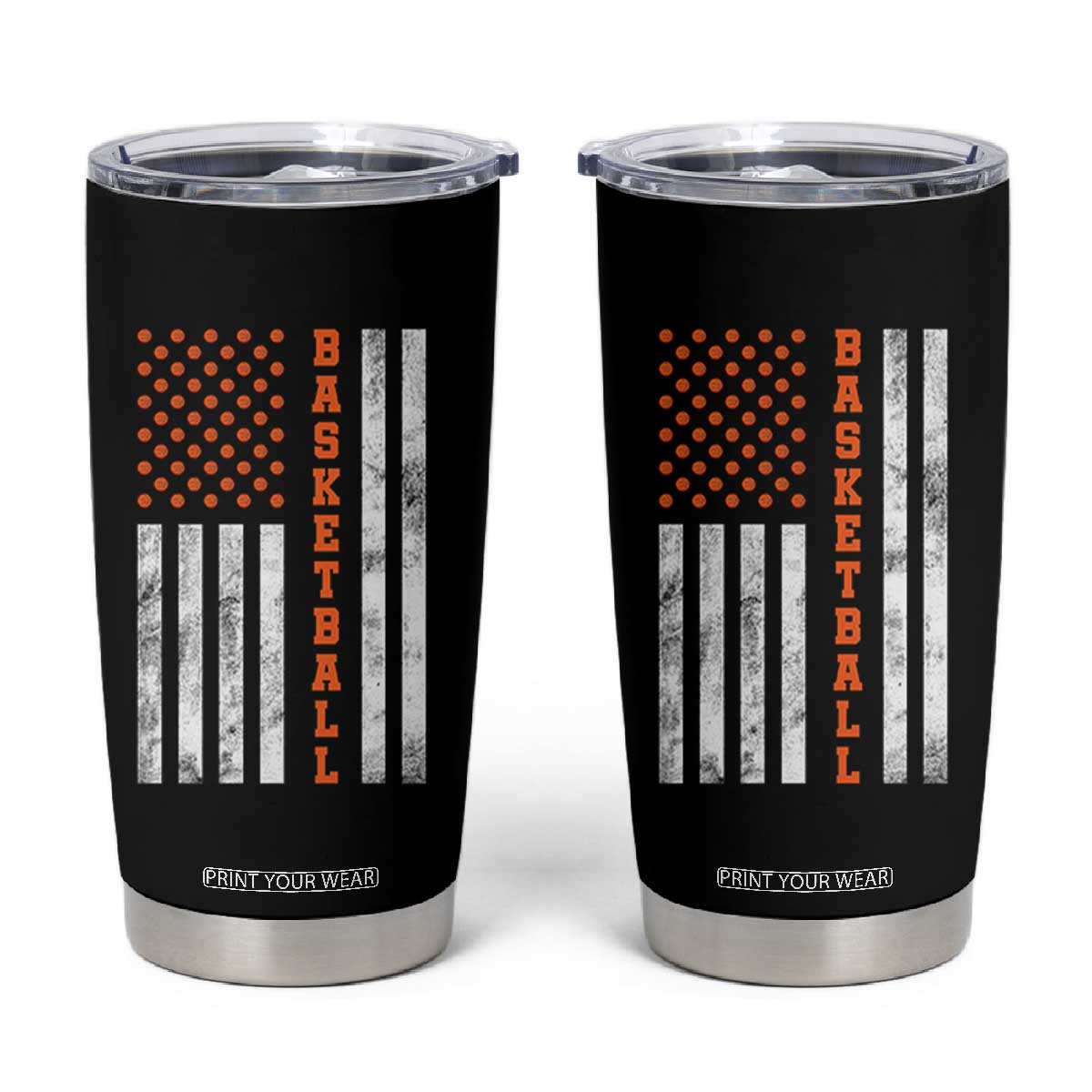 American Flag Basketball Tumbler Cup USA Sports Fan TS12 Black Print Your Wear